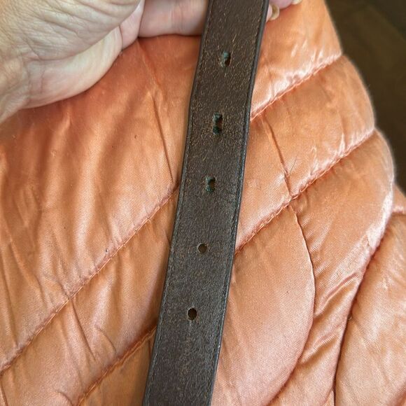 Vintage 1997 Fossil Brown Leather Belt with Gold Buckle & Gold Embellishments - Picture 10 of 10